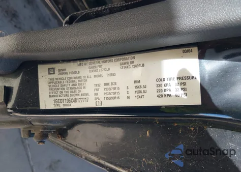 2004 Chevrolet Colorado Ls из США, поврежденный, VIN 1GCDT196X48177717